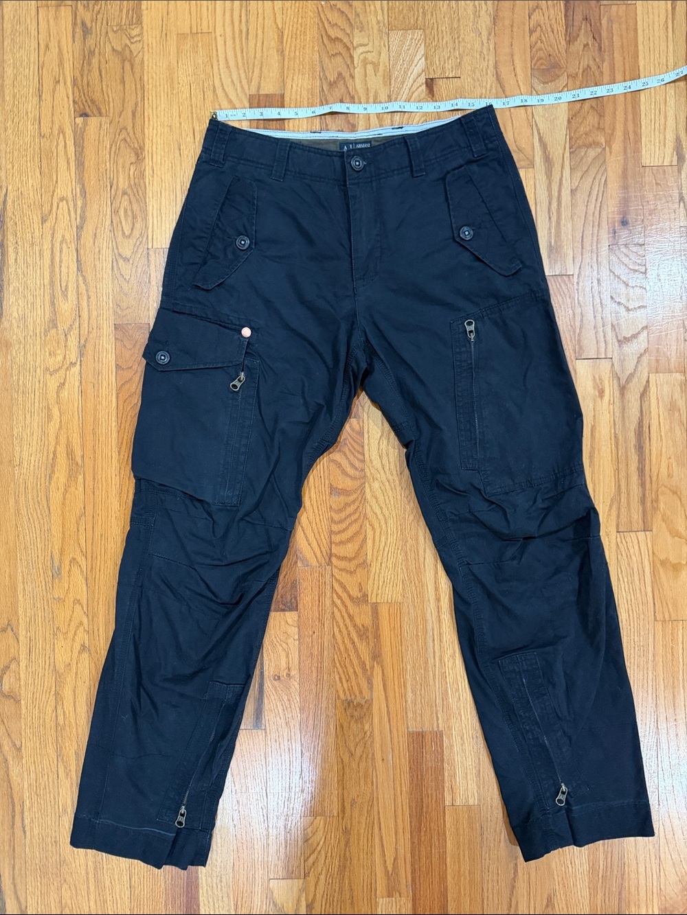 Armani Jeans Men's Cargo Pants Navy Cotton Zip & Flap Pockets 32/32